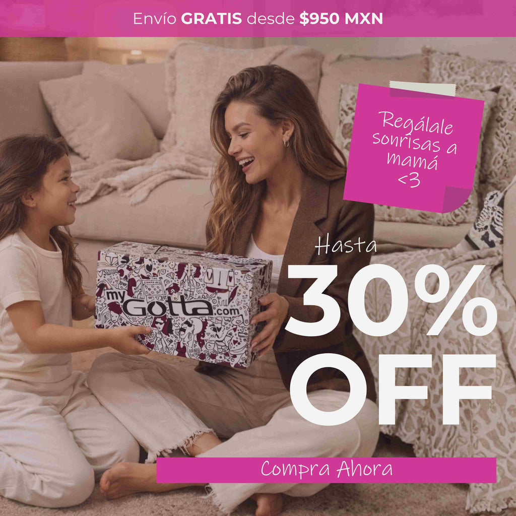 Madre recibiendo regalo de su hija con caja de Gotta México, promoción Día de las Madres con hasta 30% de descuento