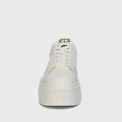 Tenis Plataforma Blanco Cuero Mujer 23240