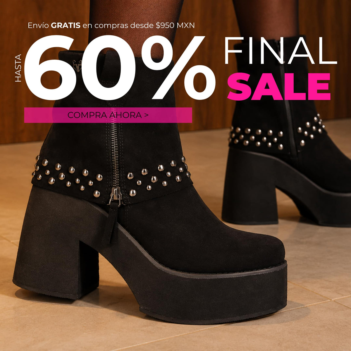 Final Sale de botas, botines, zapatos y zapatillas para mujer con hasta 60% de descuento y envío gratis desde $950 MXN en Gotta México.