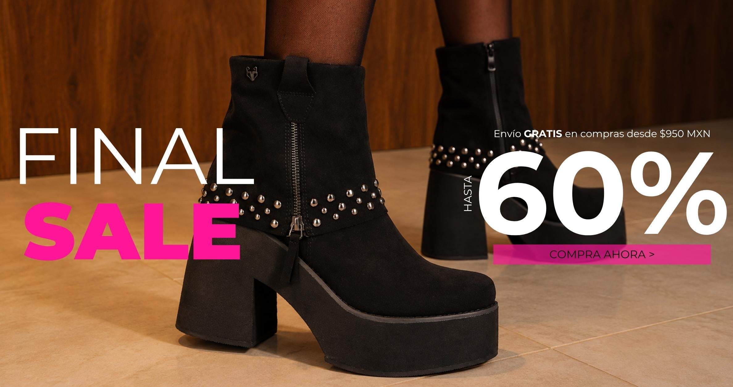Final Sale de botas, botines, zapatos y zapatillas para mujer con hasta 60% de descuento y envío gratis desde $950 MXN en Gotta México.