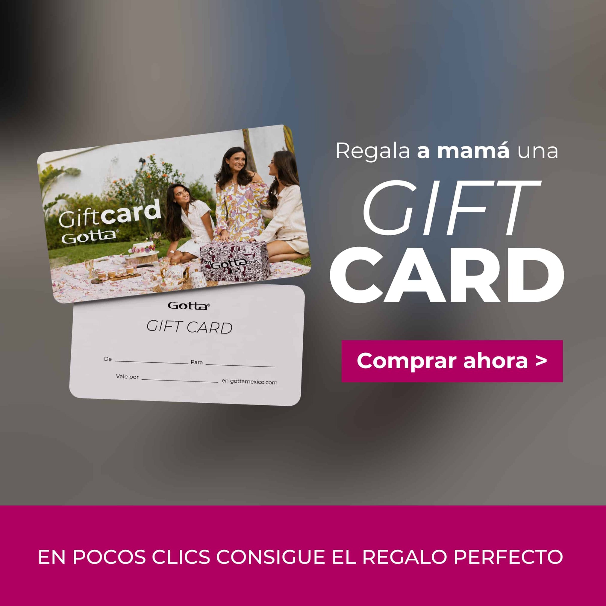 Gift card Gotta para regalar en el Día de la Madre con fotografía de mamá e hijo y llamado a comprar online