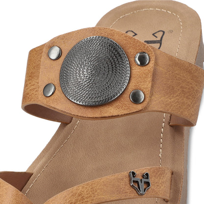 Sandalia Plano Camel Mujer 13256