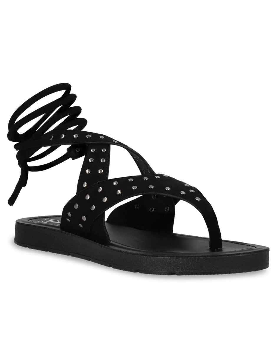 Sandalia Plano Negro Mujer 13257
