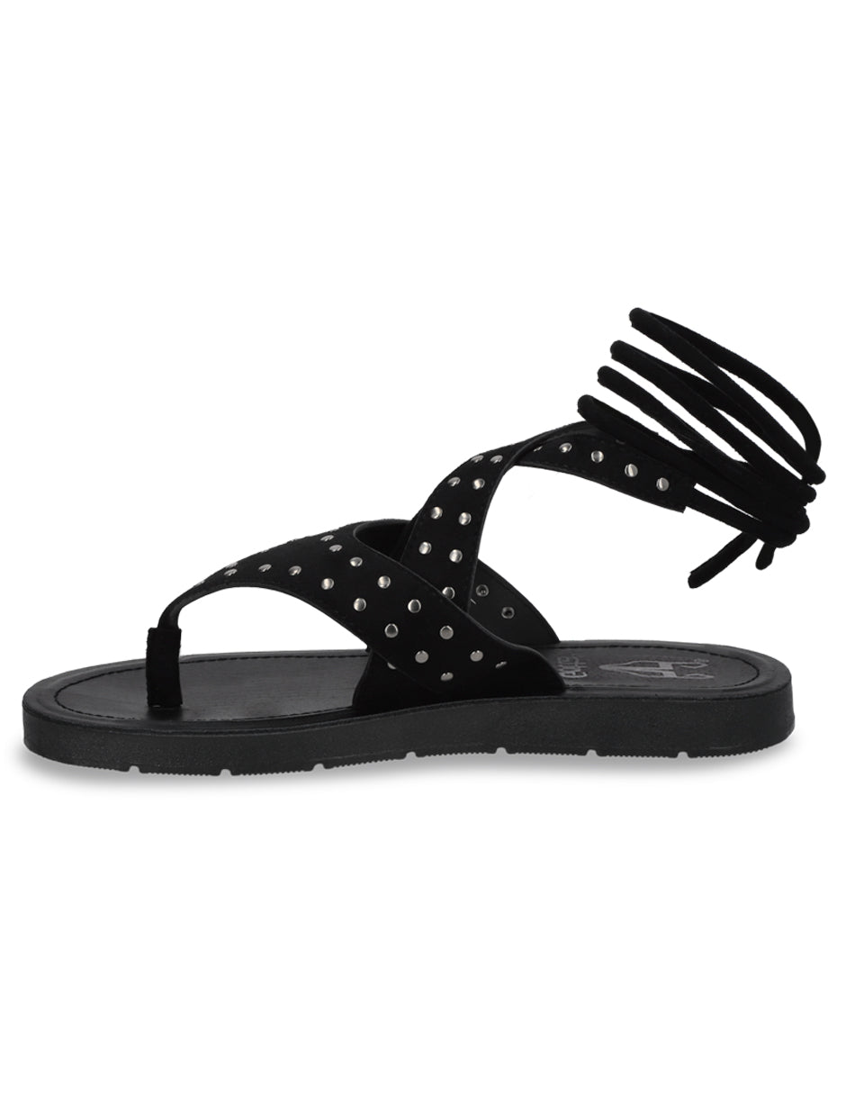 Sandalia Plano Negro Mujer 13257