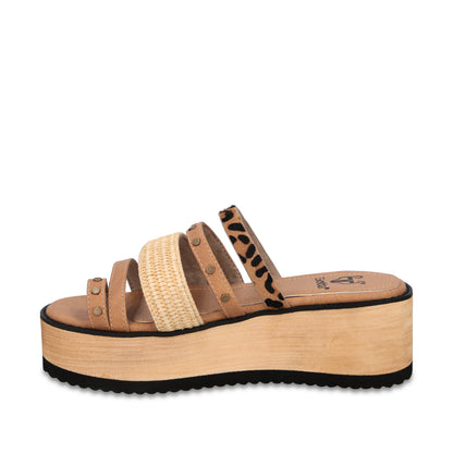 Sandalia Plataforma Beige Mujer 15617