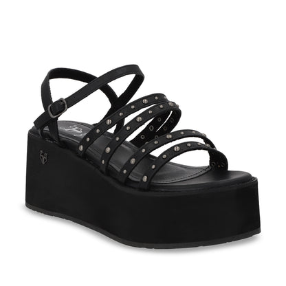 Sandalia Plataforma Negra Mujer 15629