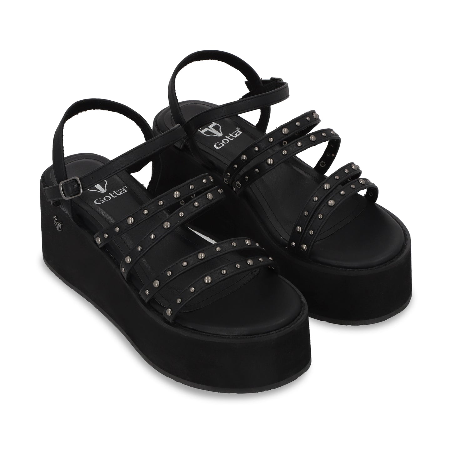 Sandalia Plataforma Negra Mujer 15629