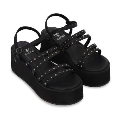 Sandalia Plataforma Negra Mujer 15629