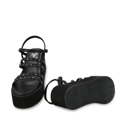 Sandalia Plataforma Negra Mujer 15629