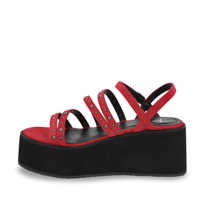Sandalia Plataforma Roja Mujer 15629