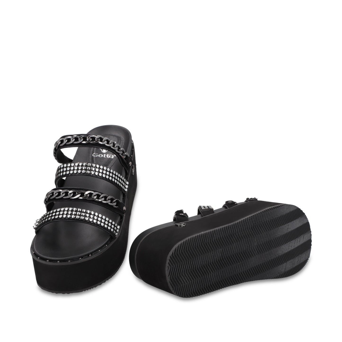 Sandalia Plataforma Negra Mujer 1566F
