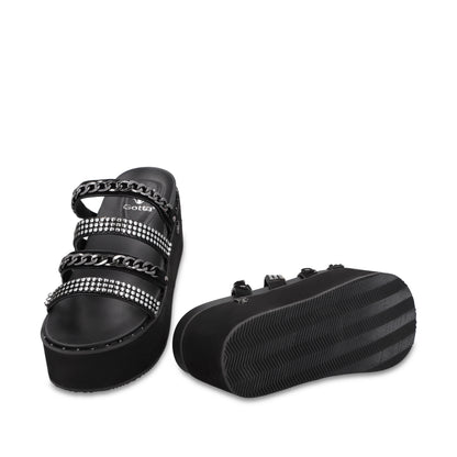 Sandalia Plataforma Negra Mujer 1566F