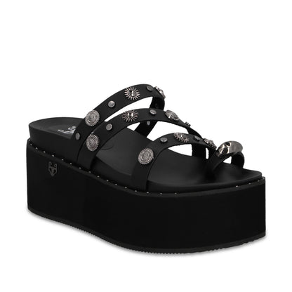 Sandalia Plataforma Negra Mujer 1566G
