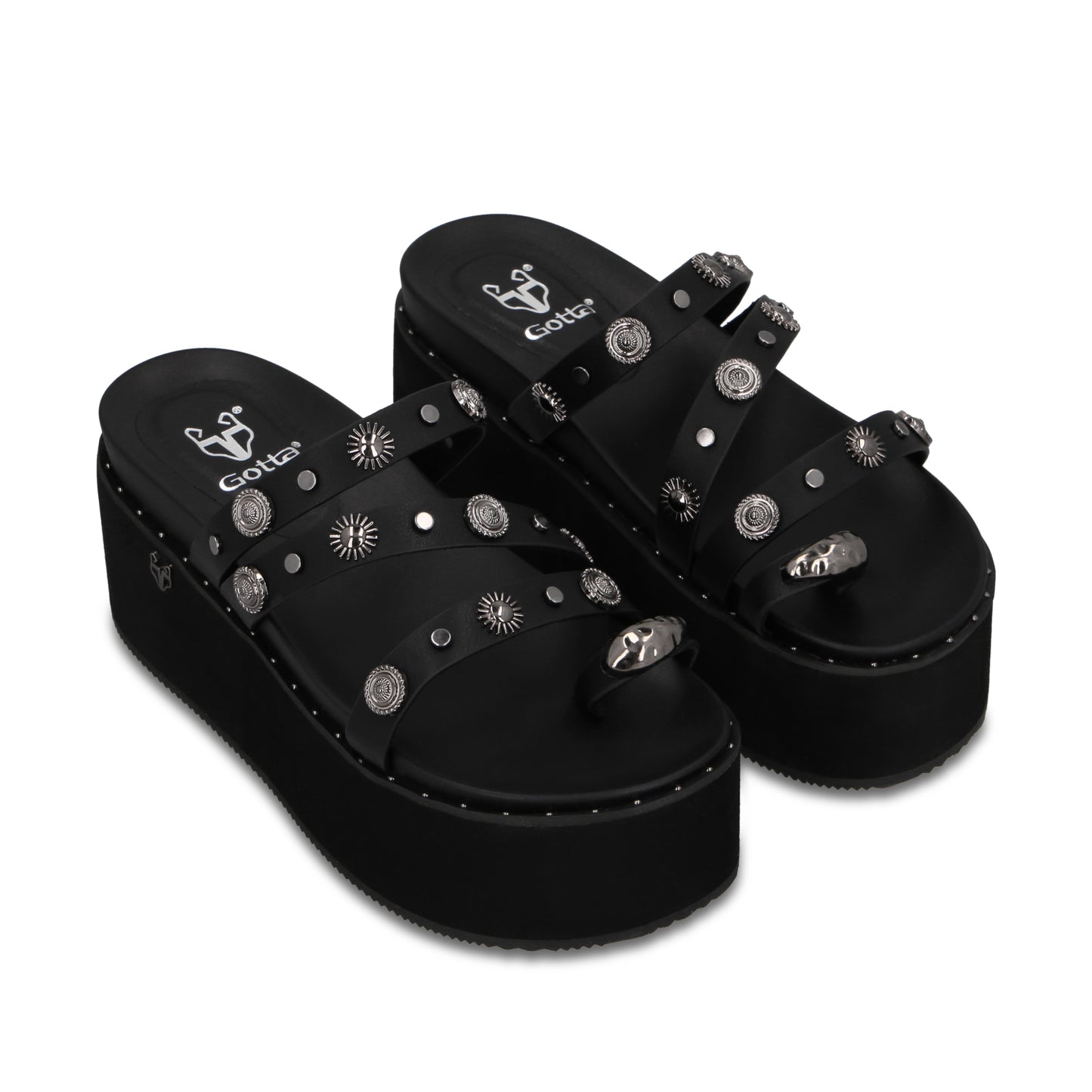 Sandalia Plataforma Negra Mujer 1566G