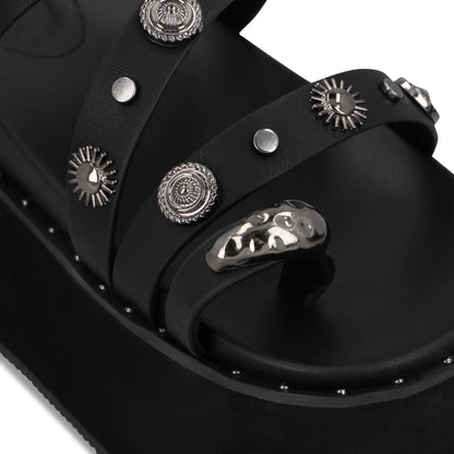 Sandalia Plataforma Negra Mujer 1566G