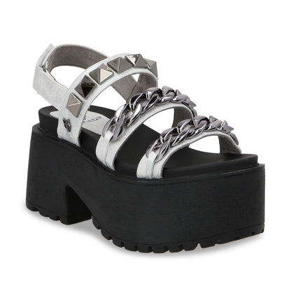 Sandalia Plataforma Plateado Mujer 15675