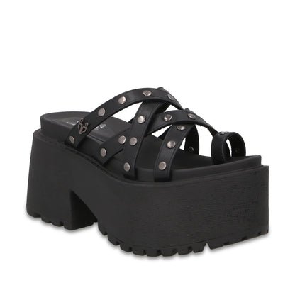 Sandalia Plataforma Negra Mujer 1567F