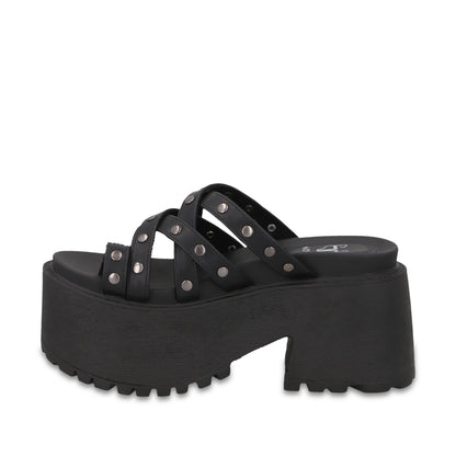 Sandalia Plataforma Negra Mujer 1567F