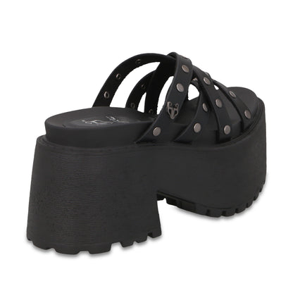 Sandalia Plataforma Negra Mujer 1567F