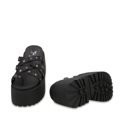 Sandalia Plataforma Negra Mujer 1567F