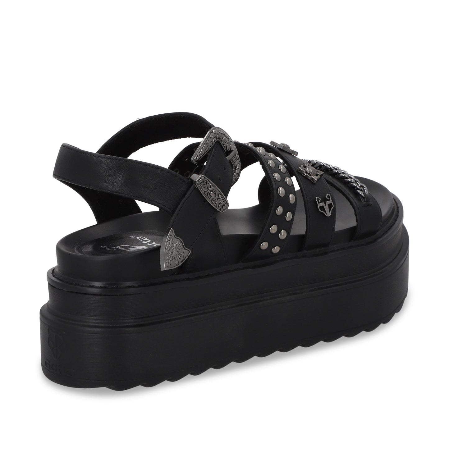 Sandalia Plataforma Negro Mujer 25235