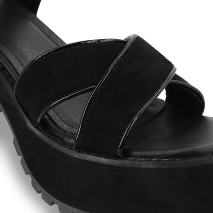 Sandalia Plataforma Negra Mujer 25796