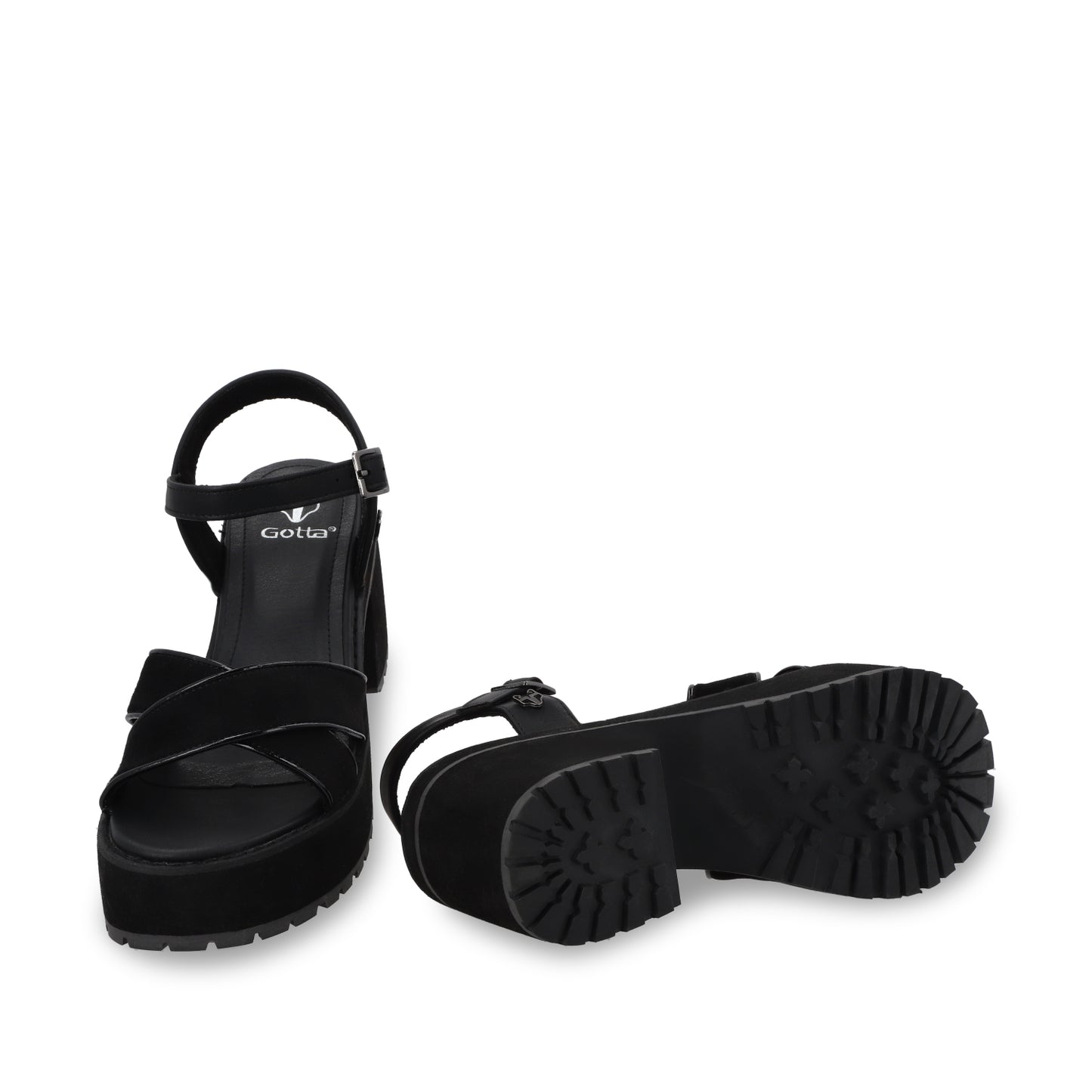 Sandalia Plataforma Negra Mujer 25796