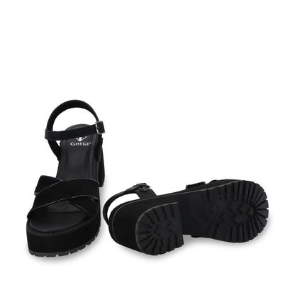 Sandalia Plataforma Negra Mujer 25796