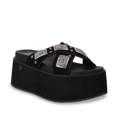 Sandalia Plataforma Negro Mujer 35187