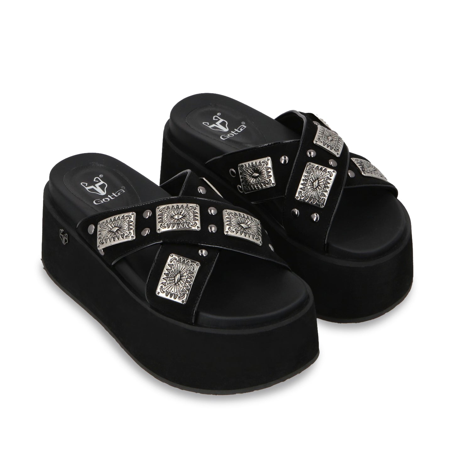 Sandalia Plataforma Negro Mujer 35187