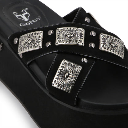 Sandalia Plataforma Negro Mujer 35187