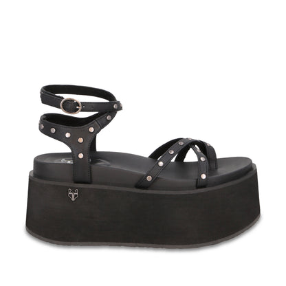 Sandalia Plataforma Negra Mujer 35188