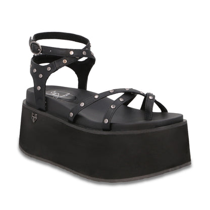 Sandalia Plataforma Negra Mujer 35188