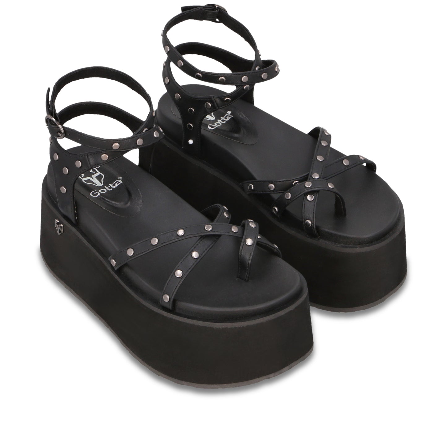 Sandalia Plataforma Negra Mujer 35188