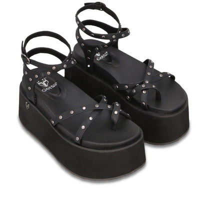 Sandalia Plataforma Negra Mujer 35188