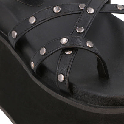 Sandalia Plataforma Negra Mujer 35188