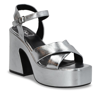 Zapatilla Plataforma Plateada Mujer 45701