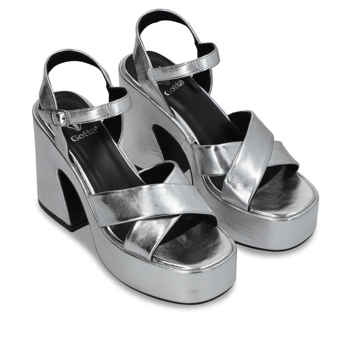 Zapatilla Plataforma Plateada Mujer 45701