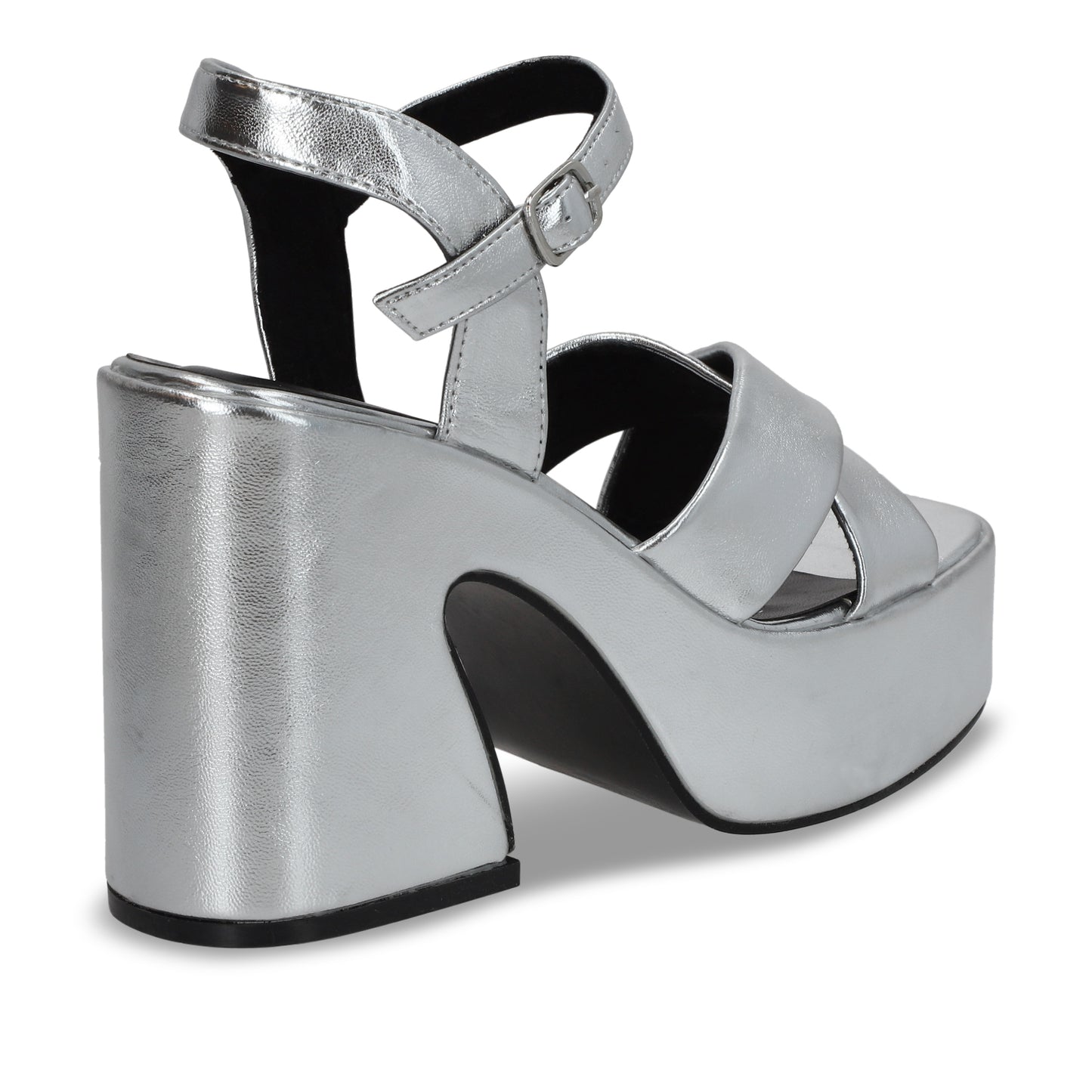 Zapatilla Plataforma Plateada Mujer 45701