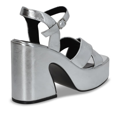 Zapatilla Plataforma Plateada Mujer 45701