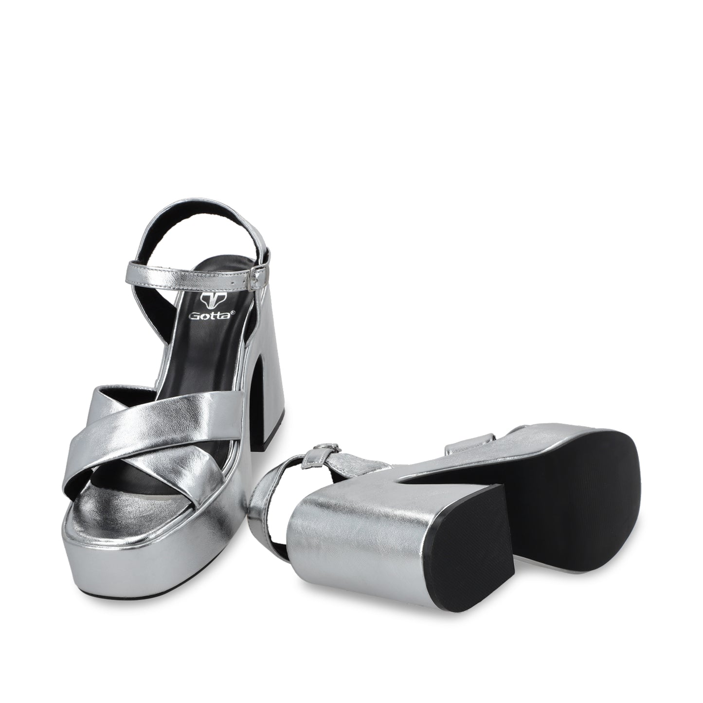 Zapatilla Plataforma Plateada Mujer 45701