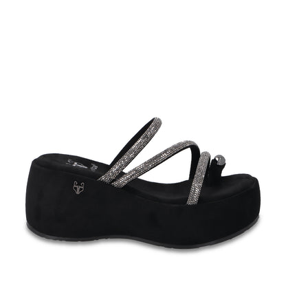 Sandalia Plataforma Negra Mujer 45826