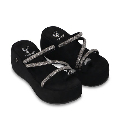 Sandalia Plataforma Negra Mujer 45826