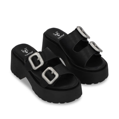 Sandalia Plataforma Negra Mujer 45985