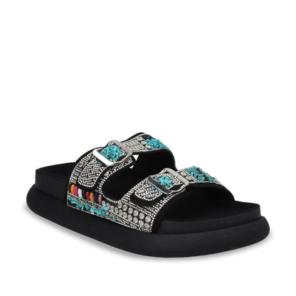 Sandalia Plano Negro Mujer 53705