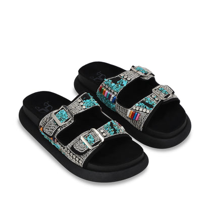 Sandalia Plano Negro Mujer 53705