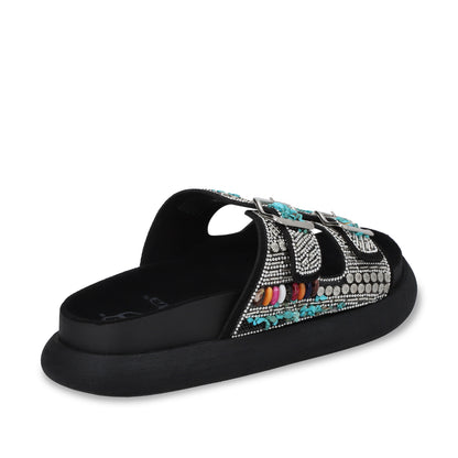 Sandalia Plano Negro Mujer 53705