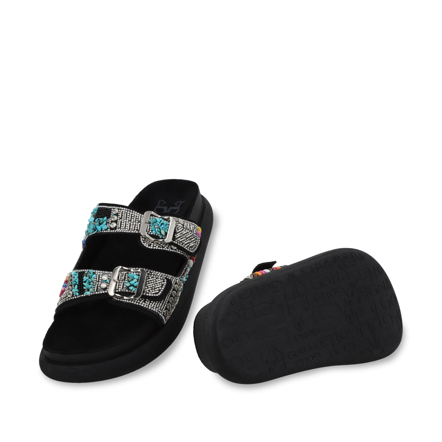 Sandalia Plano Negro Mujer 53705