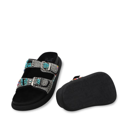 Sandalia Plano Negro Mujer 53705
