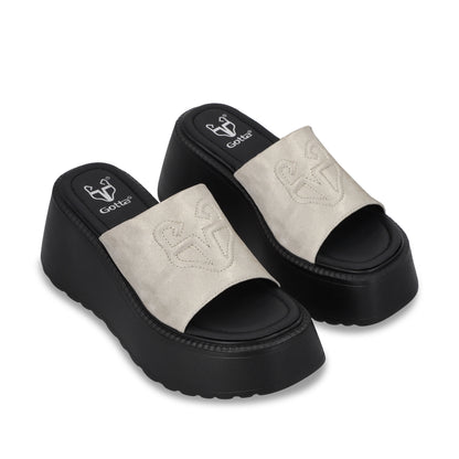 Sandalia Plataforma Dorada Mujer 53720